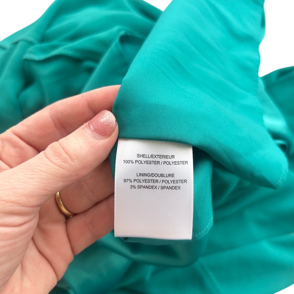 Belle Badgley Mischka Gown Women  0 Teal Green Ruffle Off Shoulder Maxi Dress - Picture 4 of 9